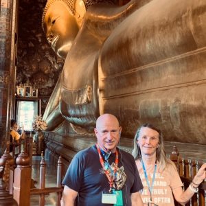 One of our first stop was to the reclining Buddha in Bangkok It’s 120 feet long.